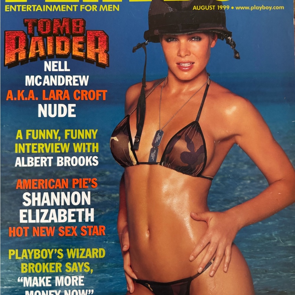 Playboy August 1999 Tomb Raider Nell McAndrew Shannon Elizabeth Albert Brooks